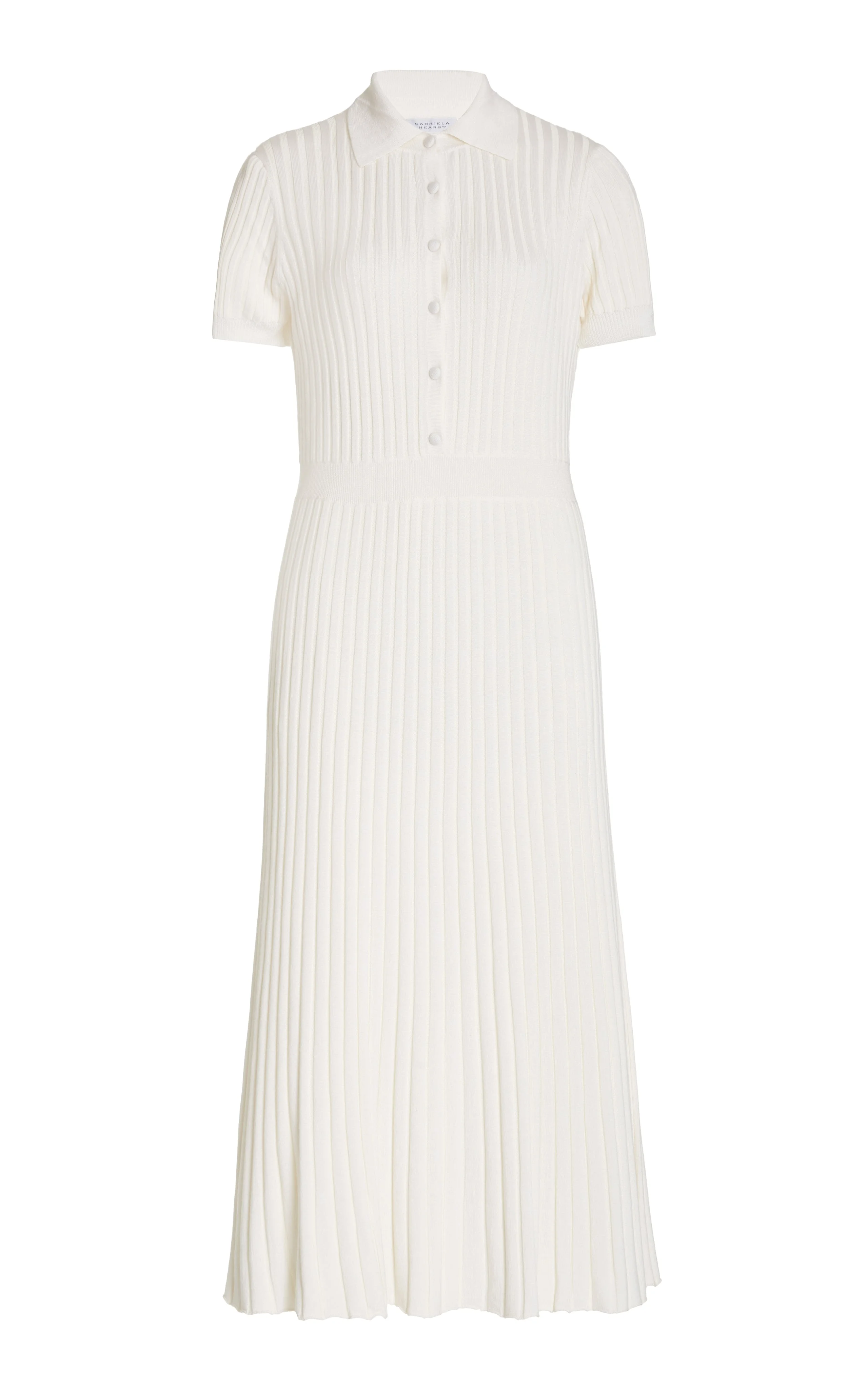 Amor Ribbed Dress in Ivory Silk Cashmere - 1