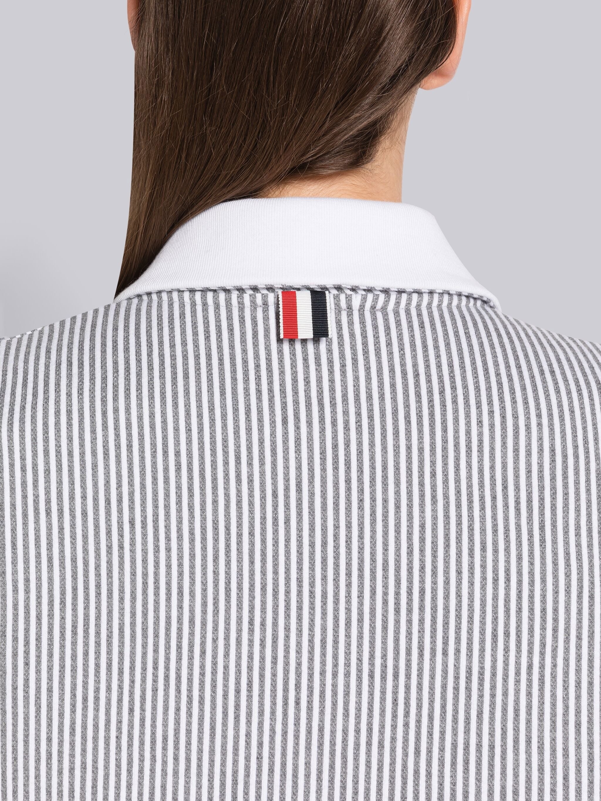 Seersucker Loopback 4-Bar Round Collar Zip Jacket - 6