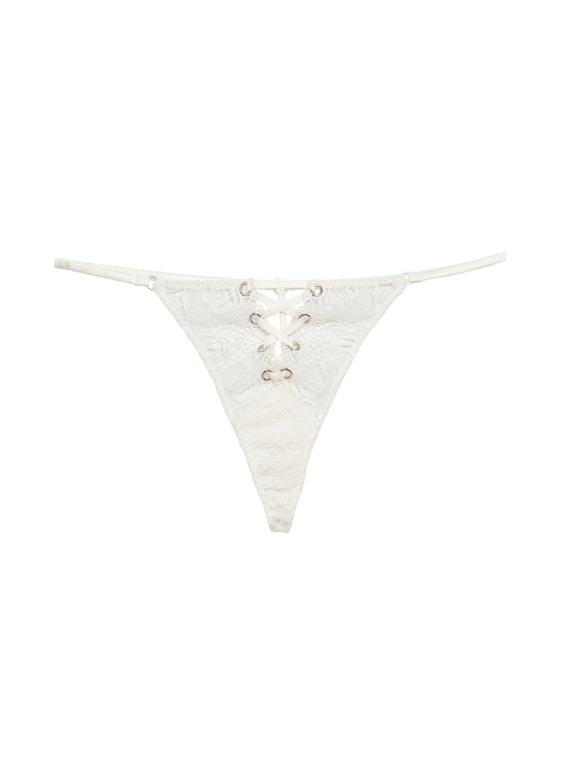 Eyelet Embroidery Lace Up V-String 1