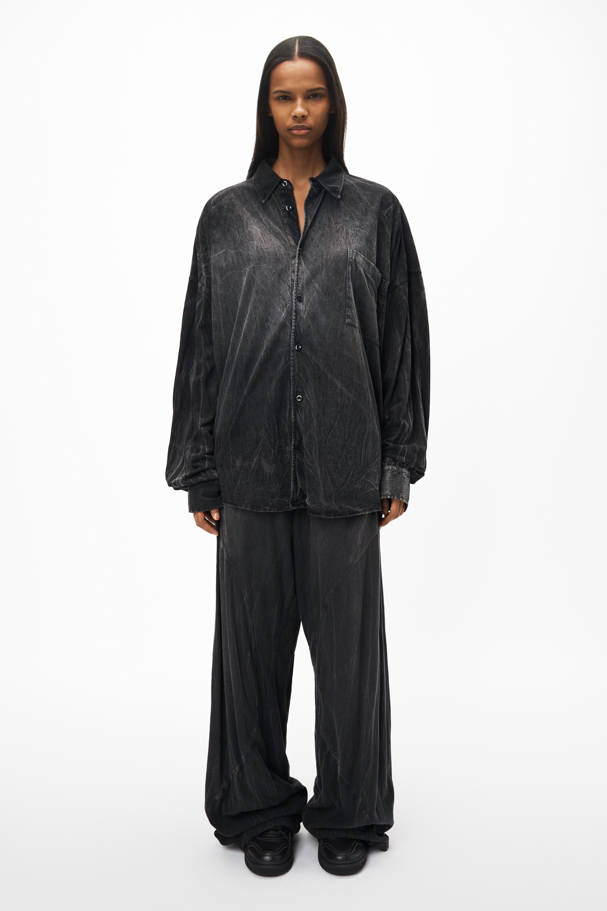 creased wash button up in cotton hemp jersey - 6