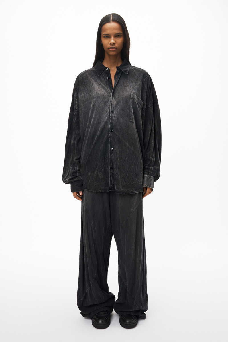 Alexander Wang creased wash button up in cotton hemp jersey outlook