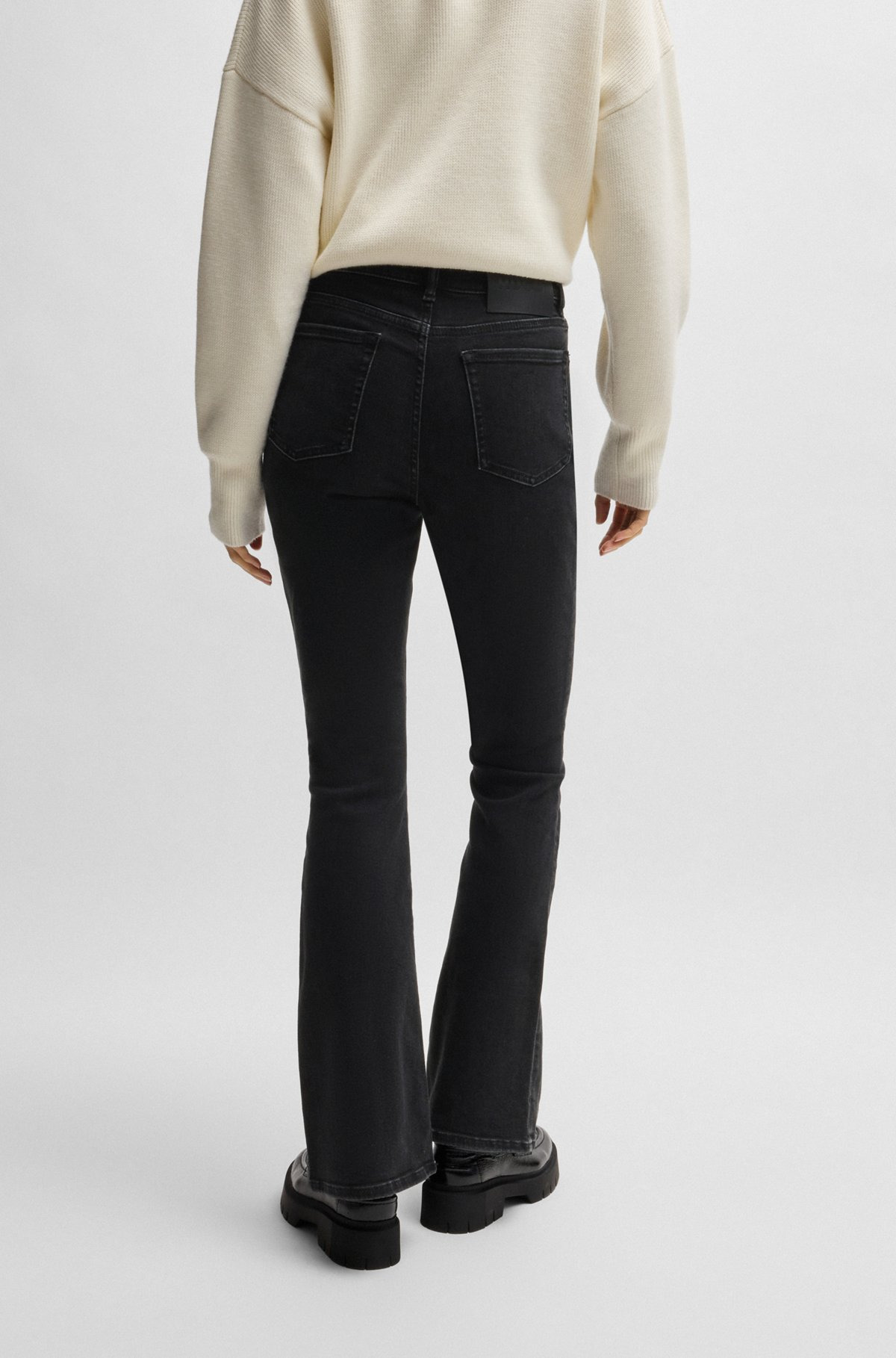 SLIM-FIT JEANS IN BLACK STRETCH DENIM - 4