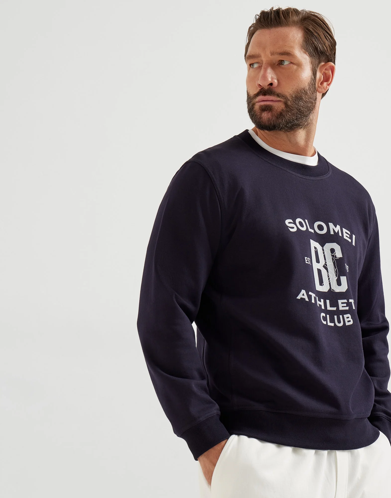 Techno cotton French terry sweatshirt with print - 1