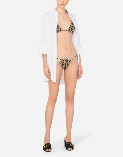 Dolce & Gabbana Leopard-print triangle bikini top outlook