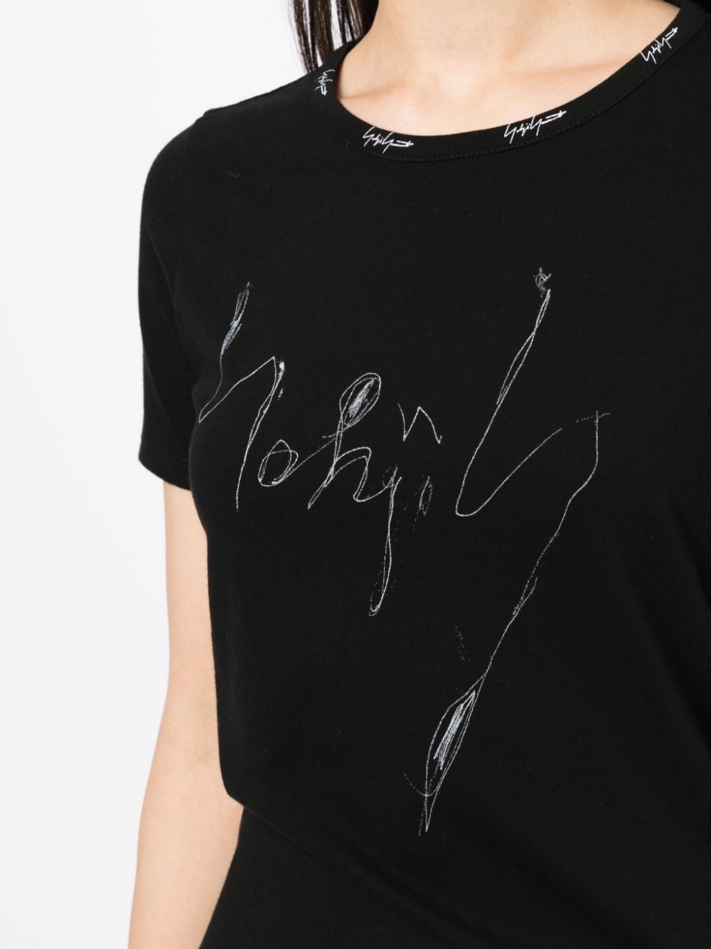 illustration-print logo-embroidered T-shirt - 5