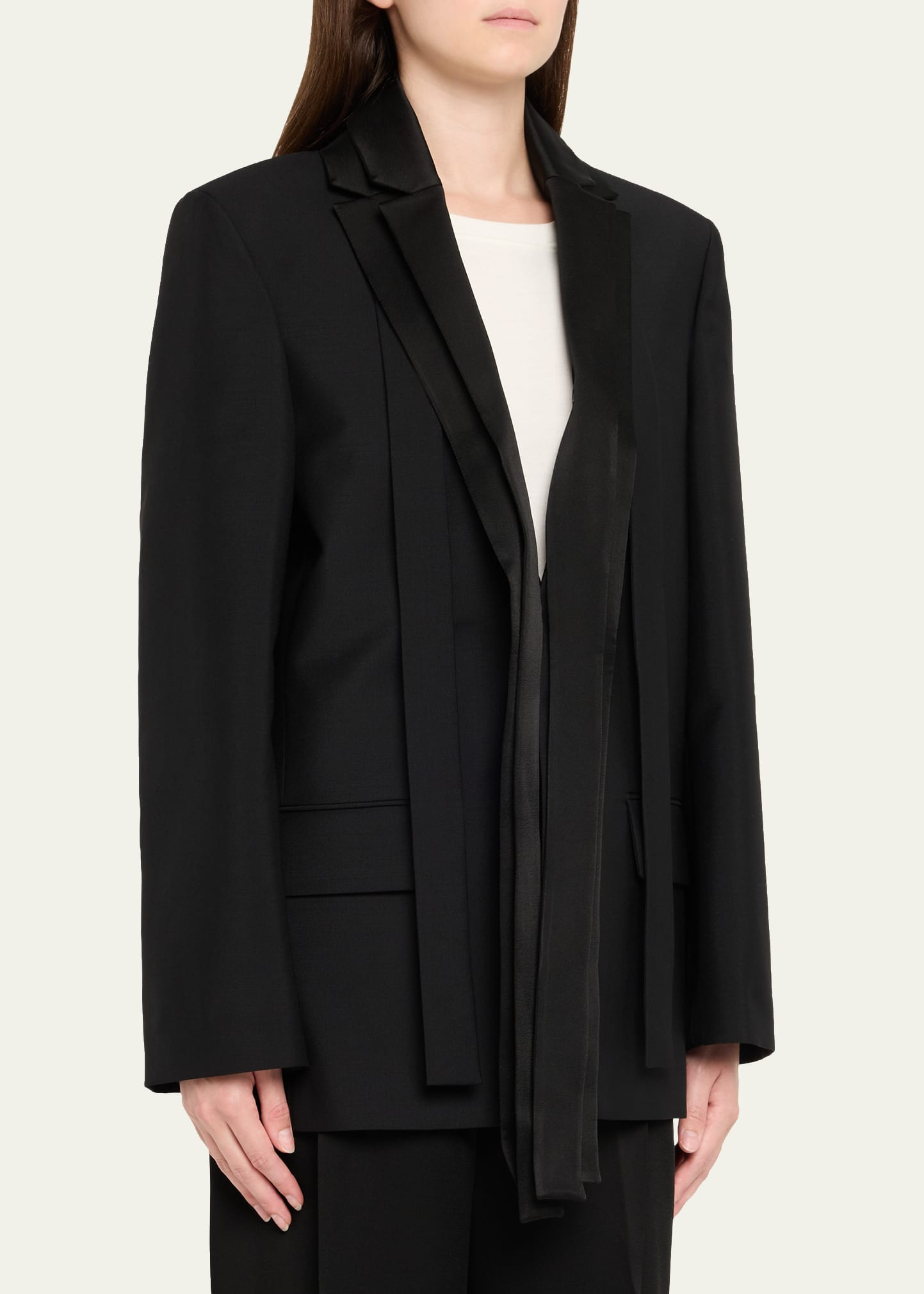 Deconstructed Satin Lapel Jacket - 4