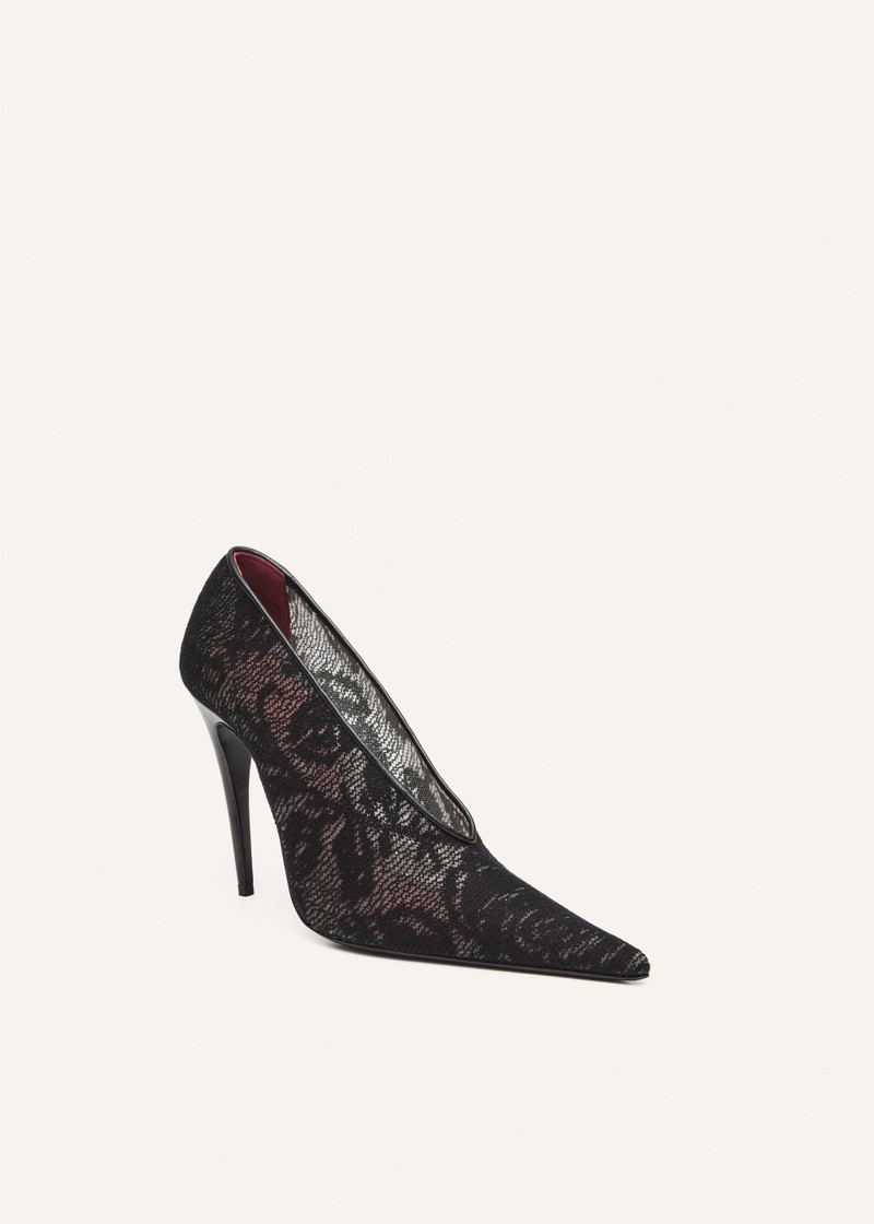 MAGDA BUTRYM Floral knit pointed pumps in black outlook