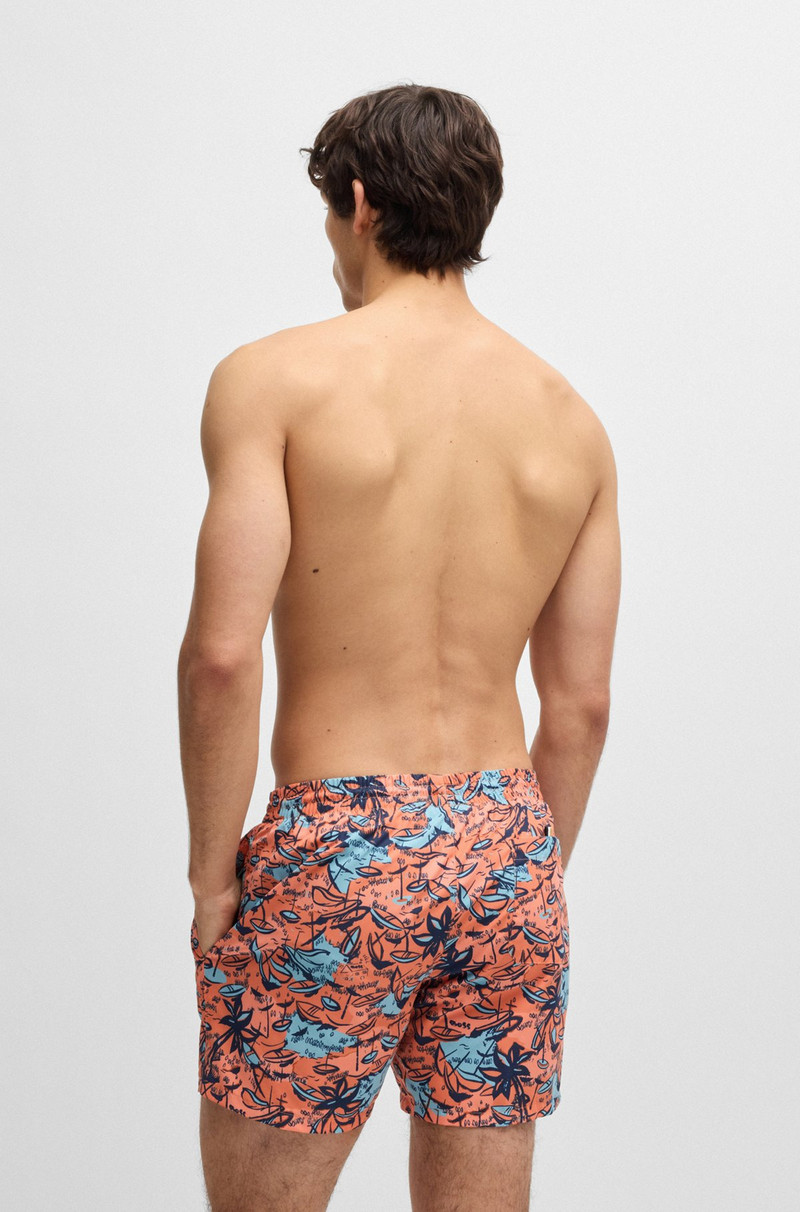 BOSS PRINTED SWIM SHORTS WITH LOGO DETAIL outlook