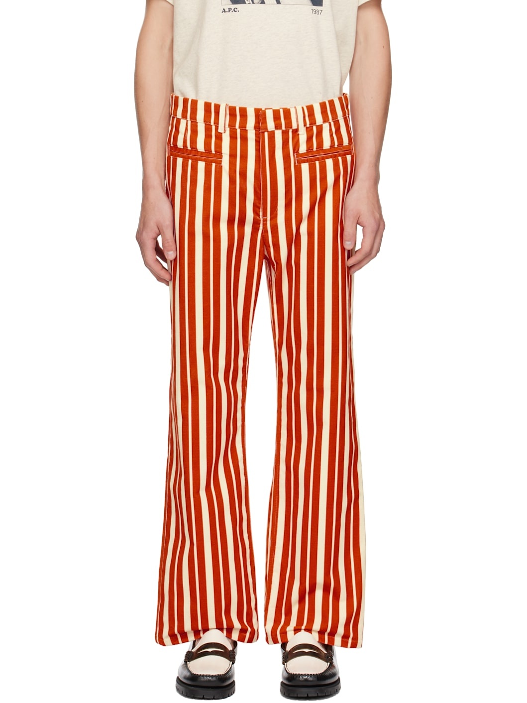 Orange & Off-White Tame Impala Edition Striped Trousers - 1