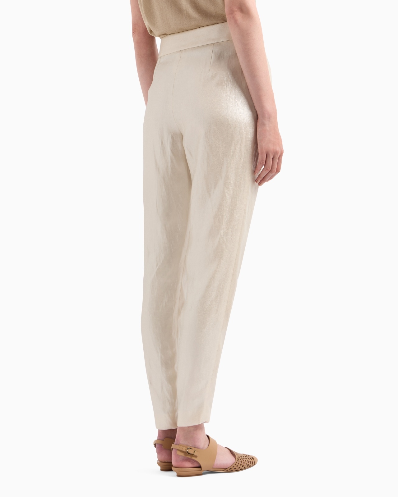 LAMINATED LINEN AND VISCOSE PLEATED TROUSERS - 3