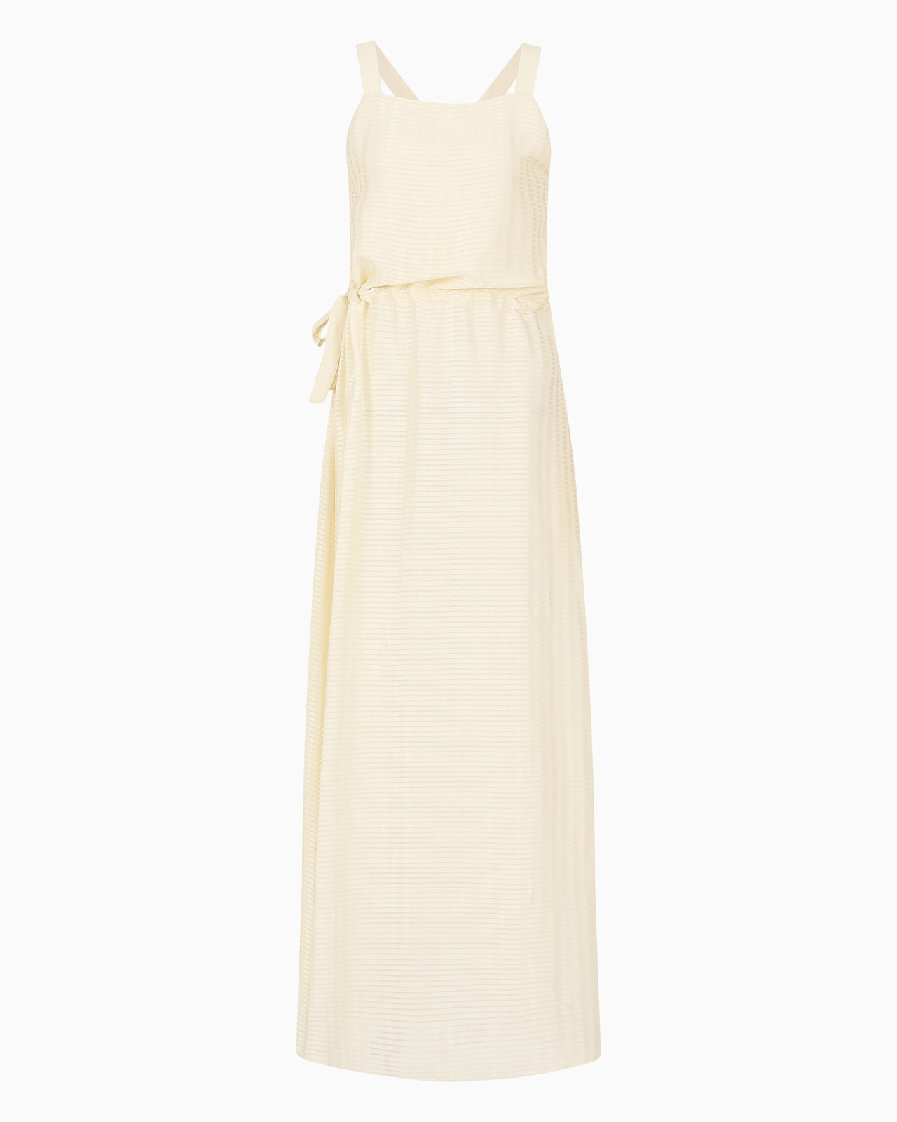 Drawstring dress with crossover shoulder straps and all-over rectangle motif - 1