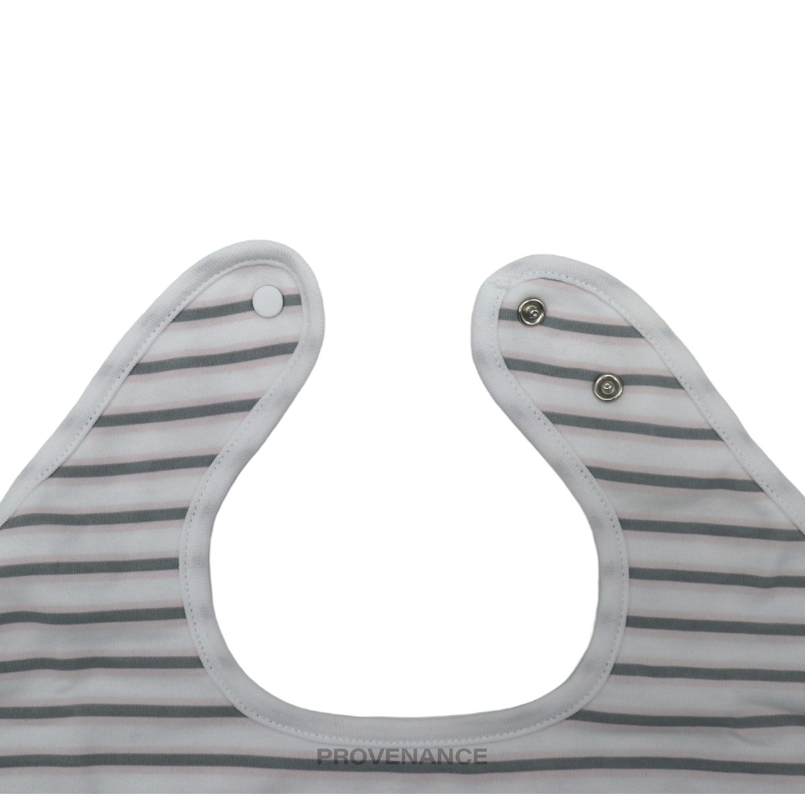 Gucci Logo Baby Infant Bib - White Grey Striped Cotton - 4