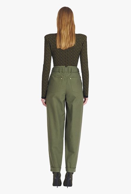 Boyfriend cut khaki jeans with Balmain buckle - 3