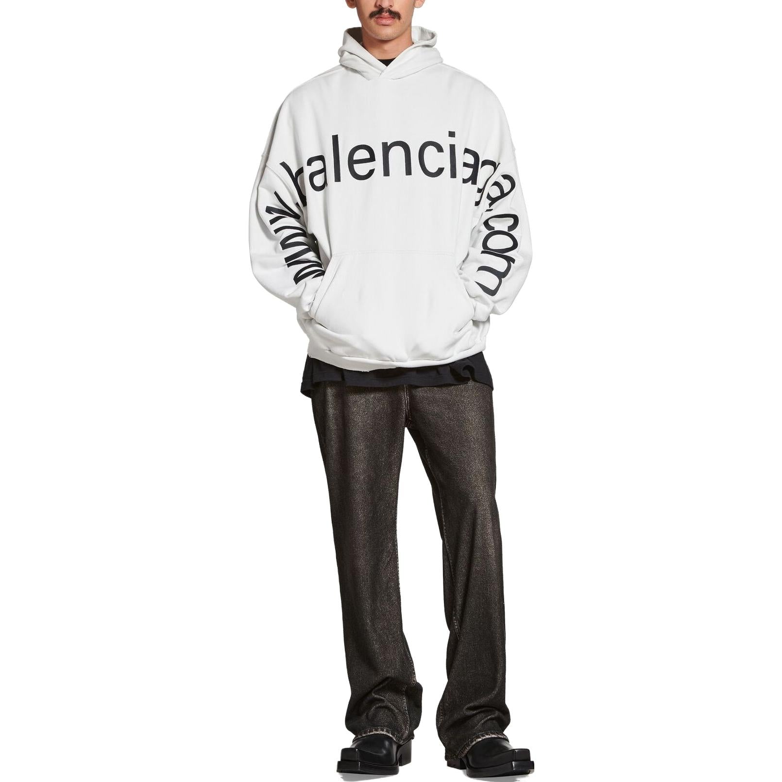 Balenciaga Bal.Com Popover Hoodie 'White' 739024TOVN99081 - 3