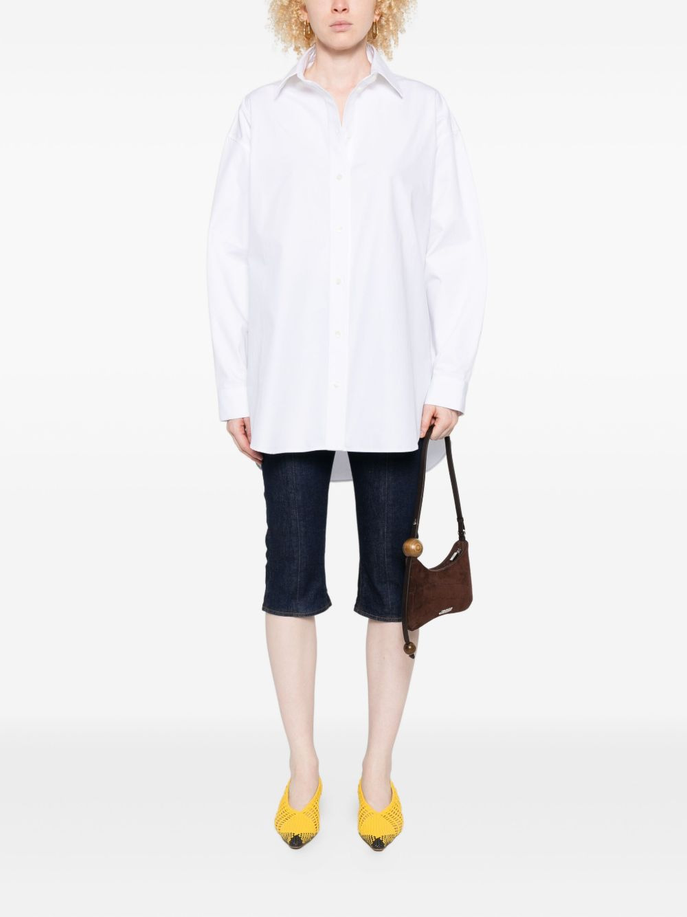 long-sleeve curved-hem shirt - 2