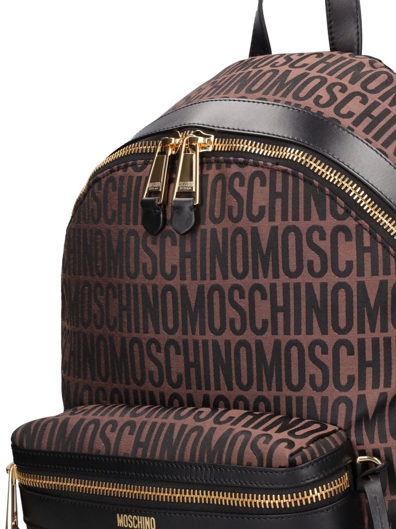 Moschino logo nylon jacquard backpack - 4