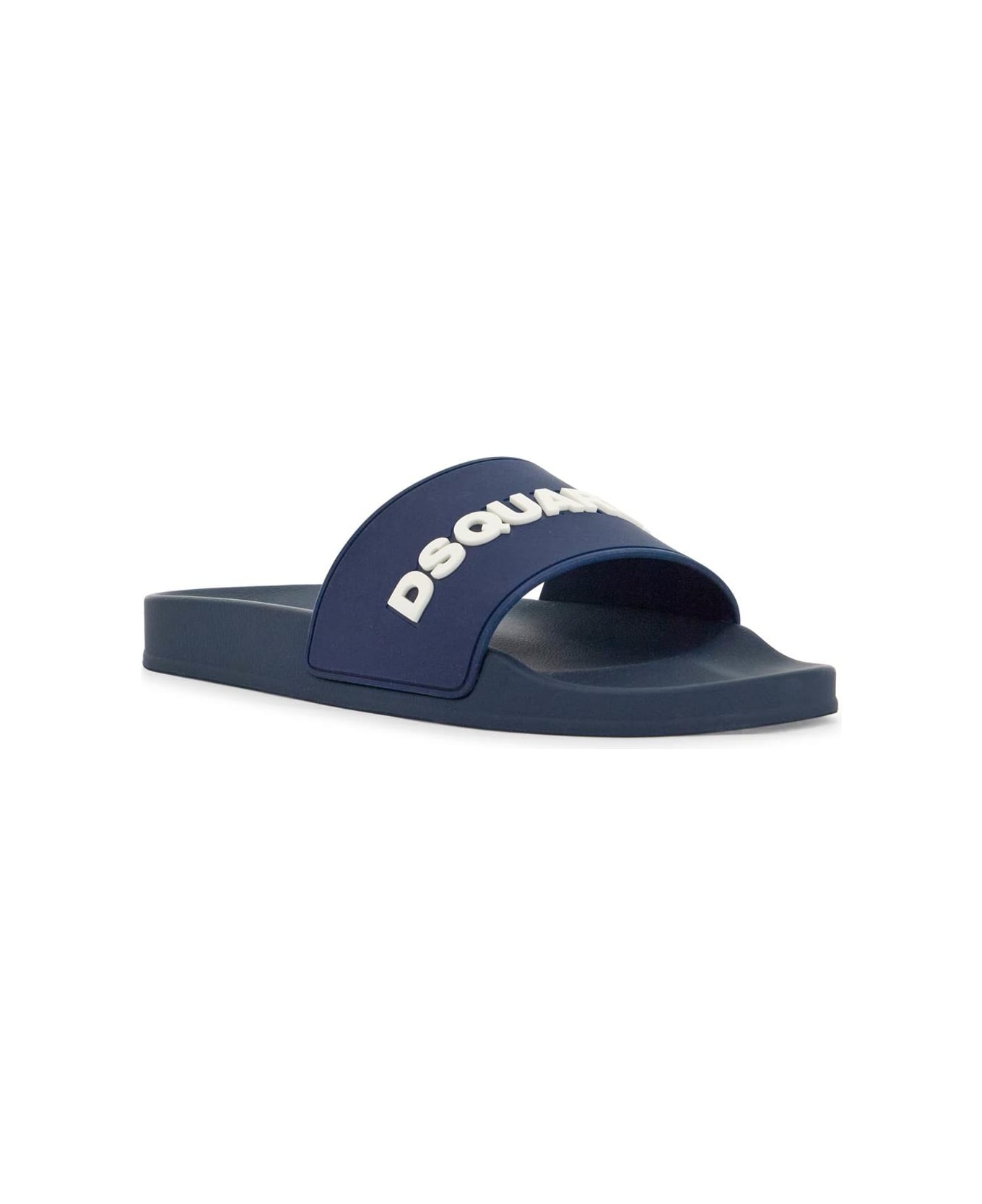 Navy Blue Polyurethane Slippers With Minimalist Design And Leather Sole - 4