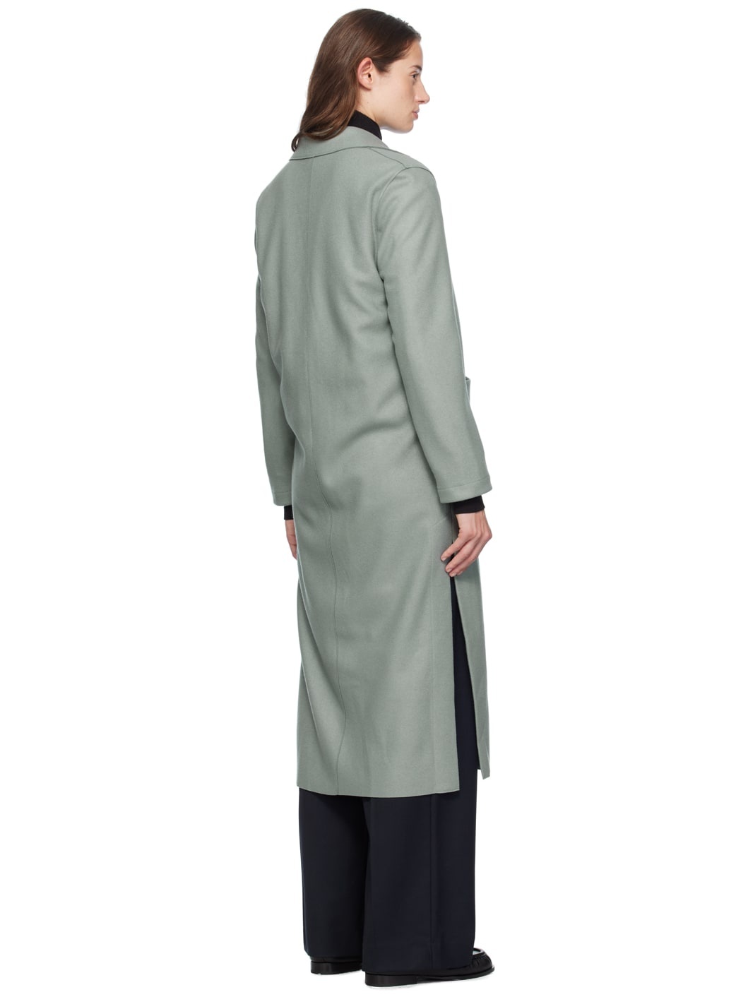 Green Long Boxy Coat - 3