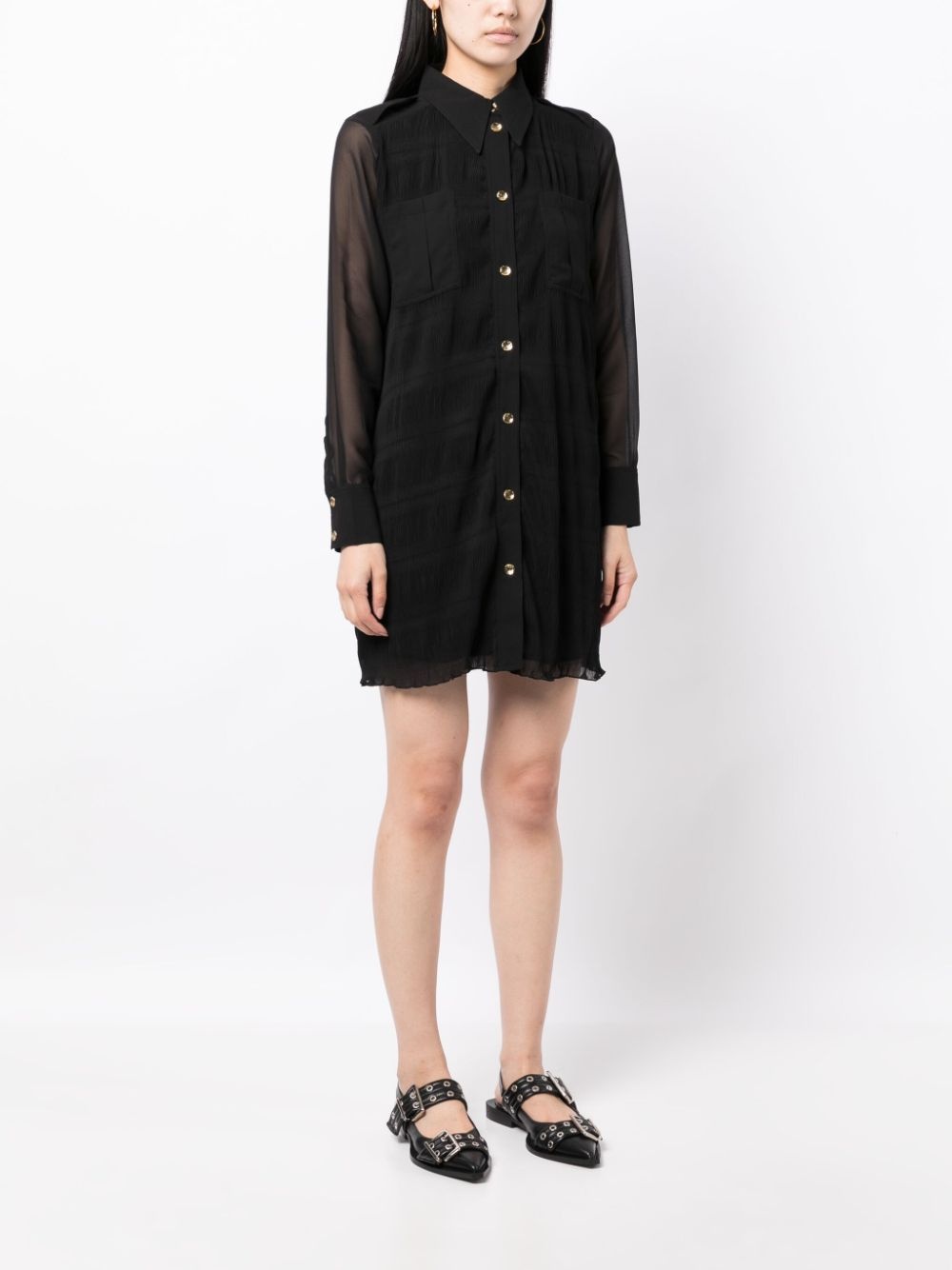 Georgette straight-point collar dress - 3