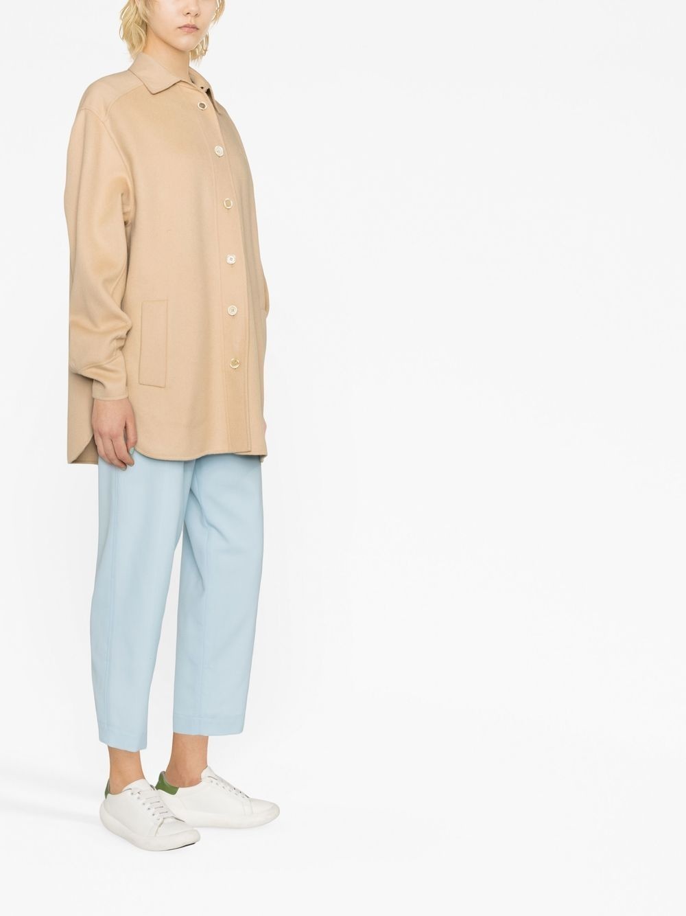 logo-embroidered shirt jacket - 4