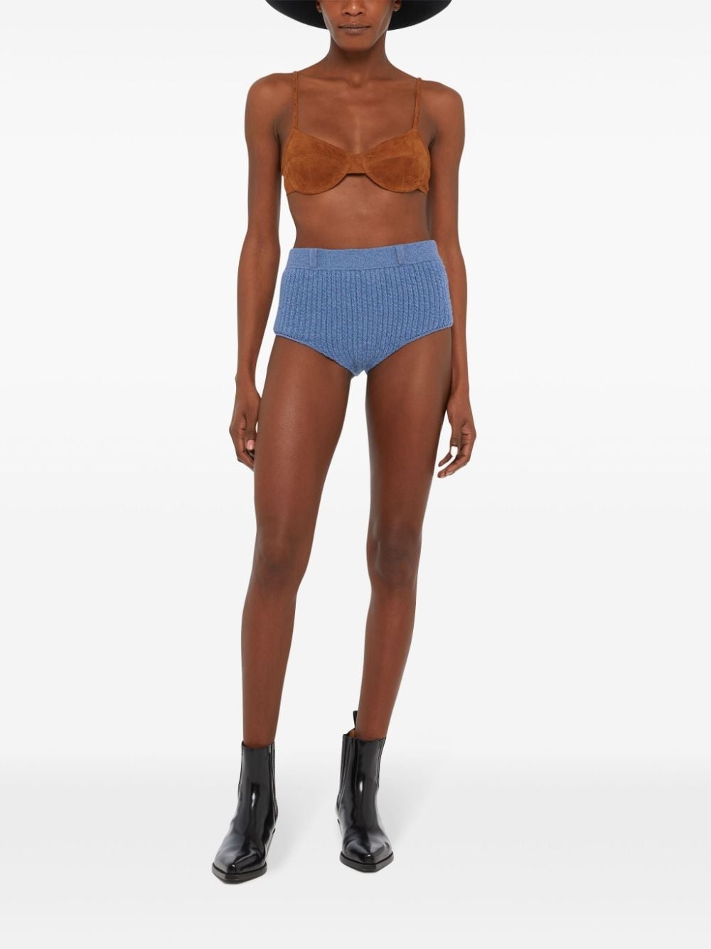 knitted high-waisted shorts - 3