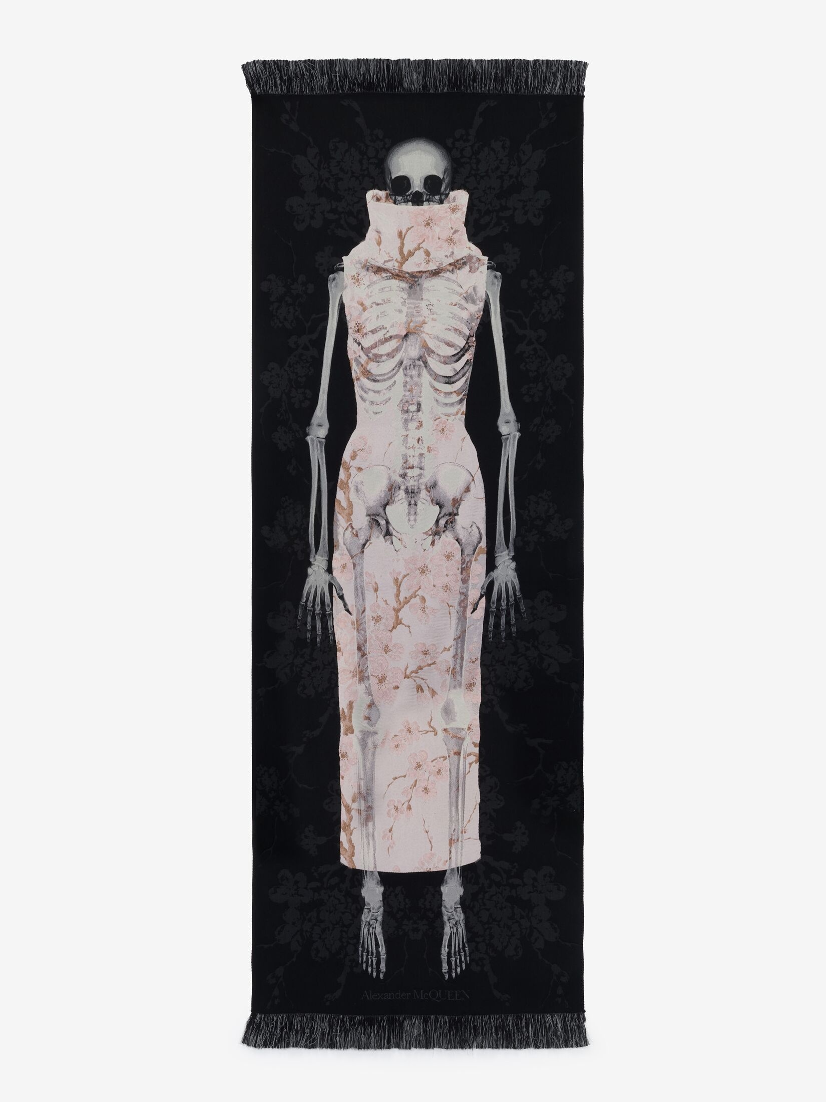 Women's Blossom Skeleton Stole in Black/pink - 1