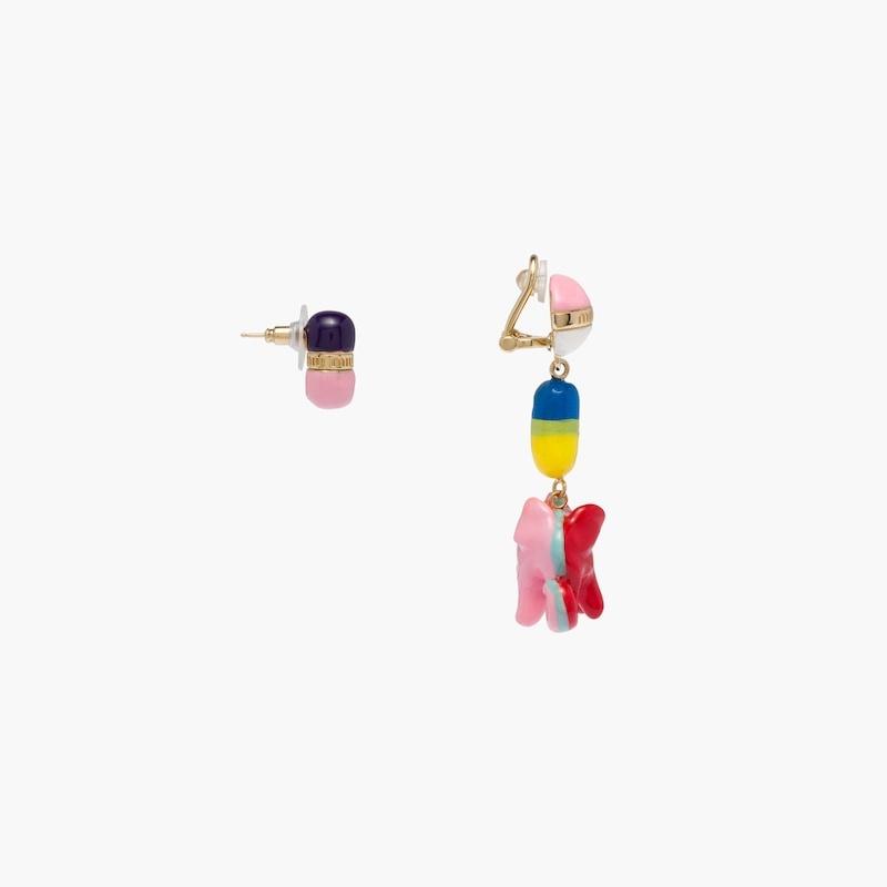 Metal and resin earrings - 5