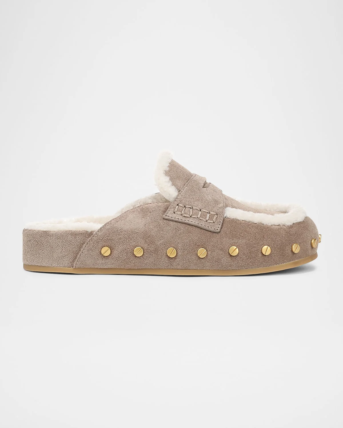 Fenix Studded Shearling Loafer Mules - 1