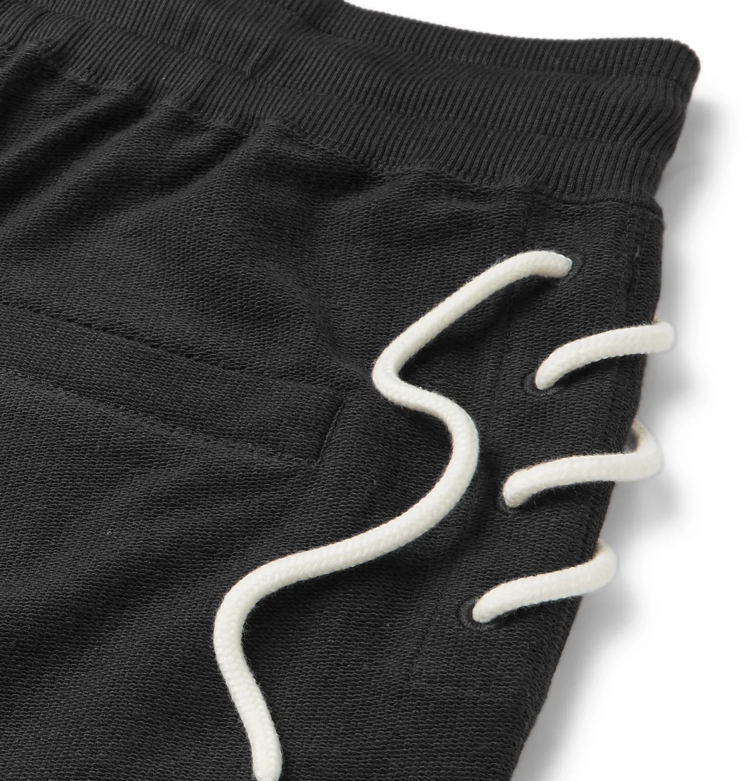 Tapered Lace-Detailed Loopback Cotton-Blend Jersey Sweatpants - 5