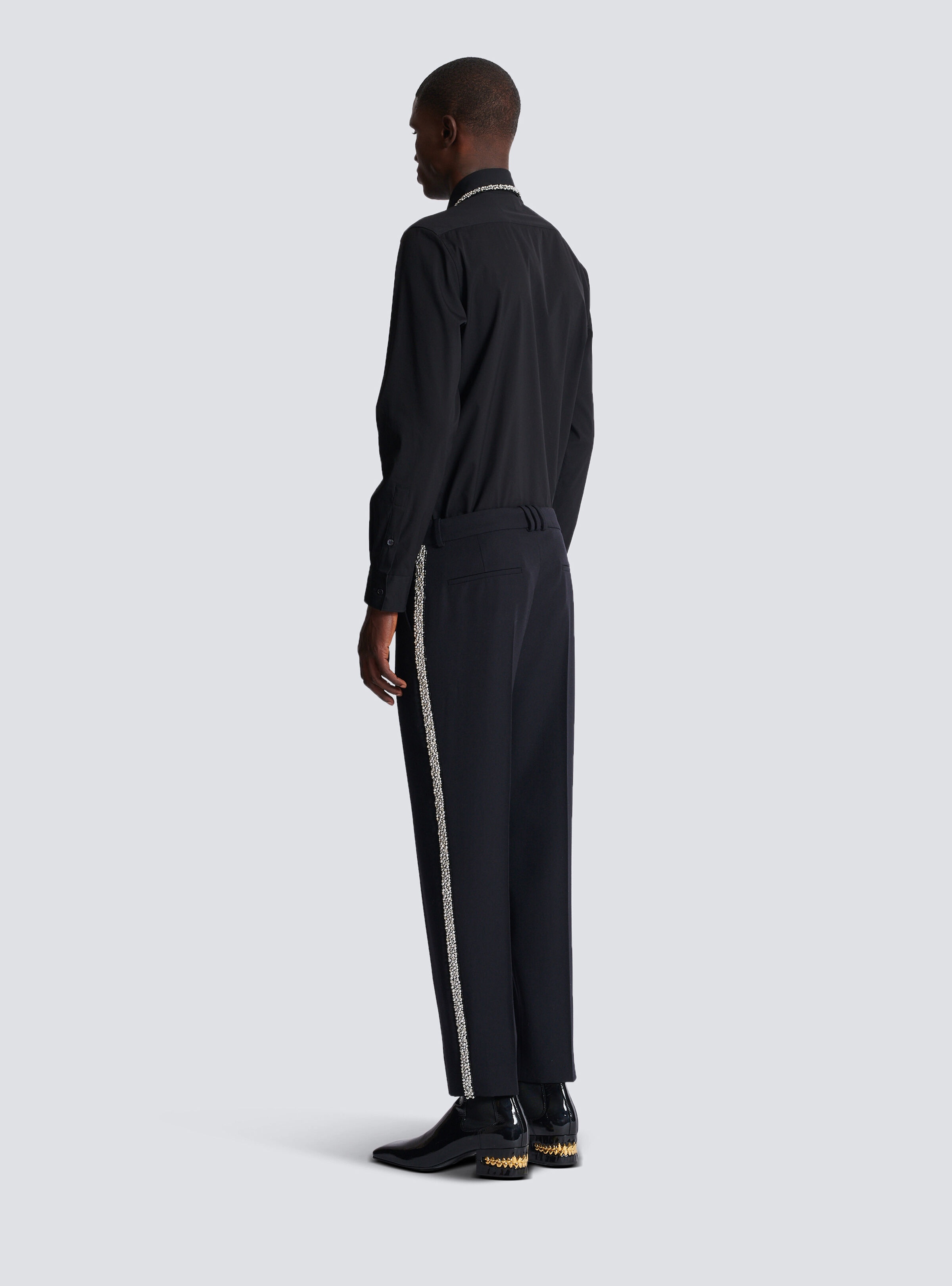 Embroidered grain de poudre trousers - 4
