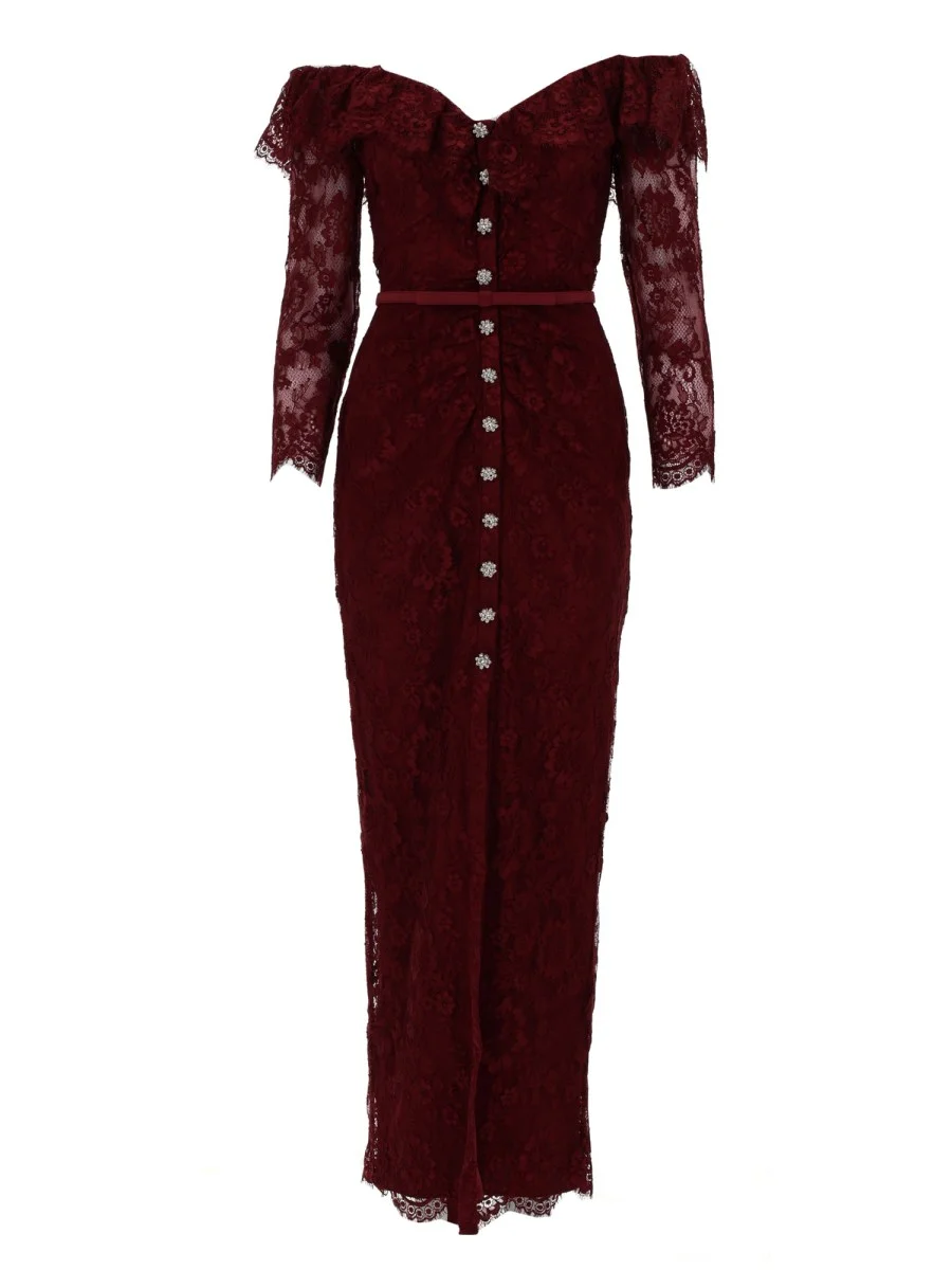 LACE DRESS WITH JEWEL BUTTONS - 1