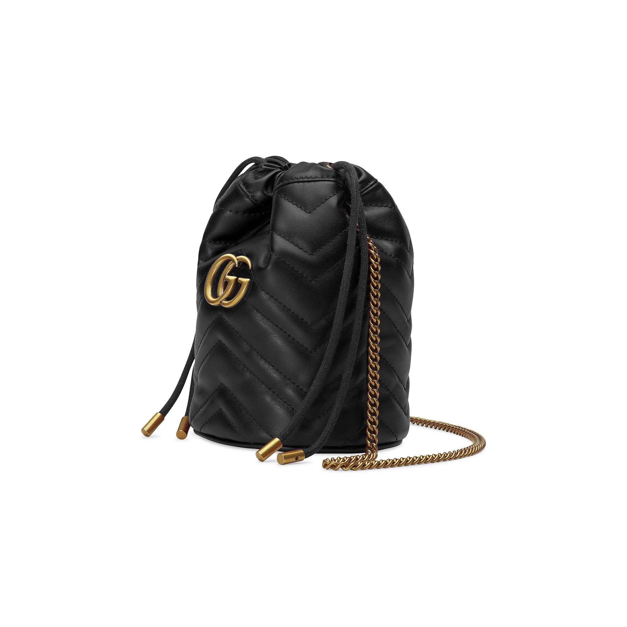 Gucci GG Marmont Mini Bucket Bag 'Black' - 2