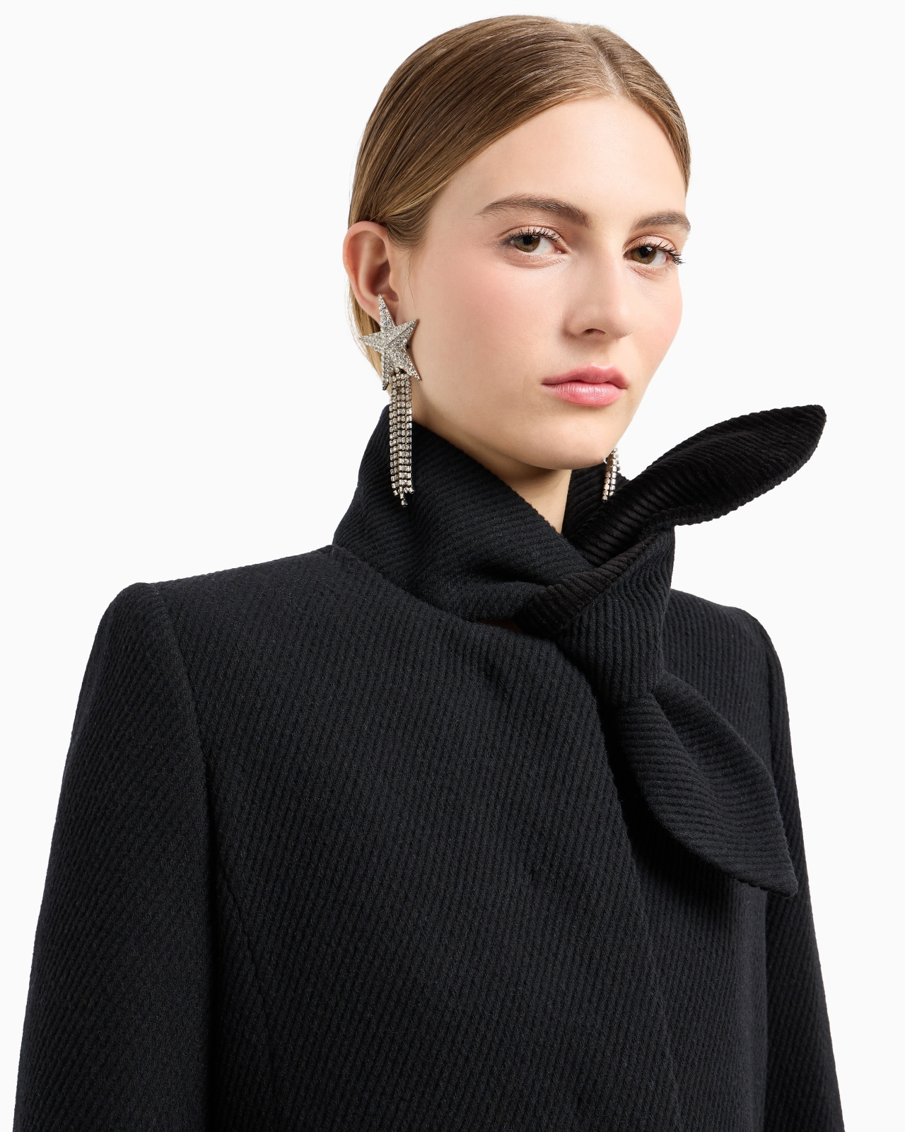 Coat with foulard collar in a wool blend cover fabric - 5