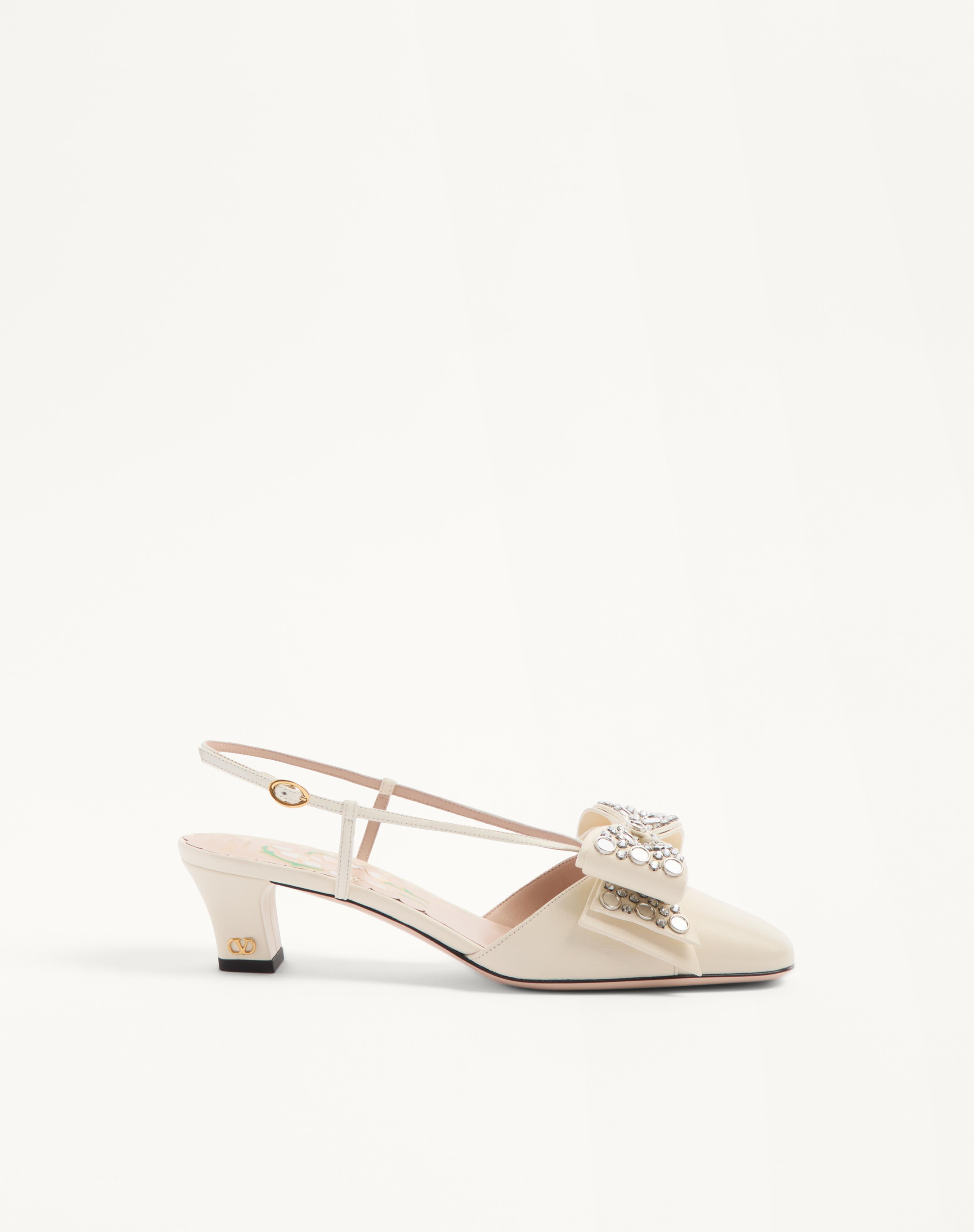 BOWOW SLINGBACK PUMPS IN KIDSKIN WITH MIRRORS AND CRYSTALS 45MM - 1