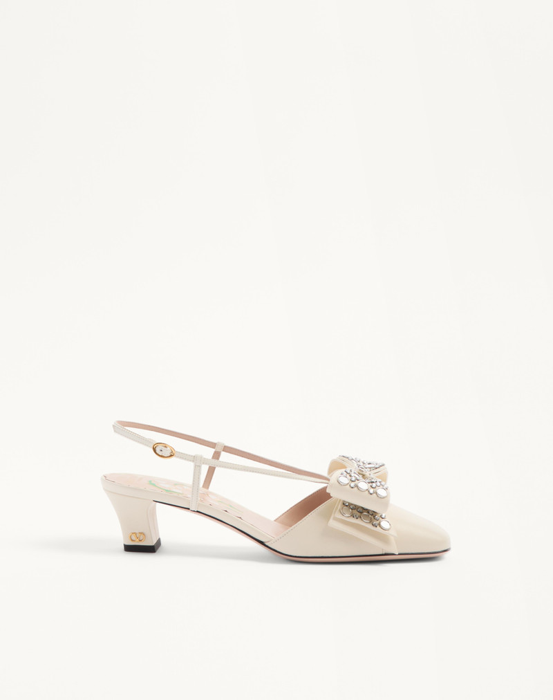 BOWOW SLINGBACK PUMPS IN KIDSKIN WITH MIRRORS AND CRYSTALS 45MM 1