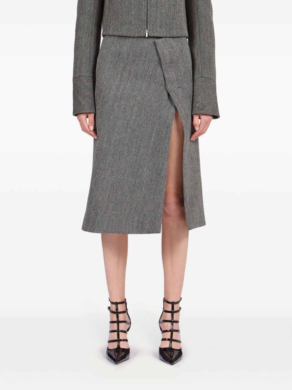 tweed wrap midi skirt - 3
