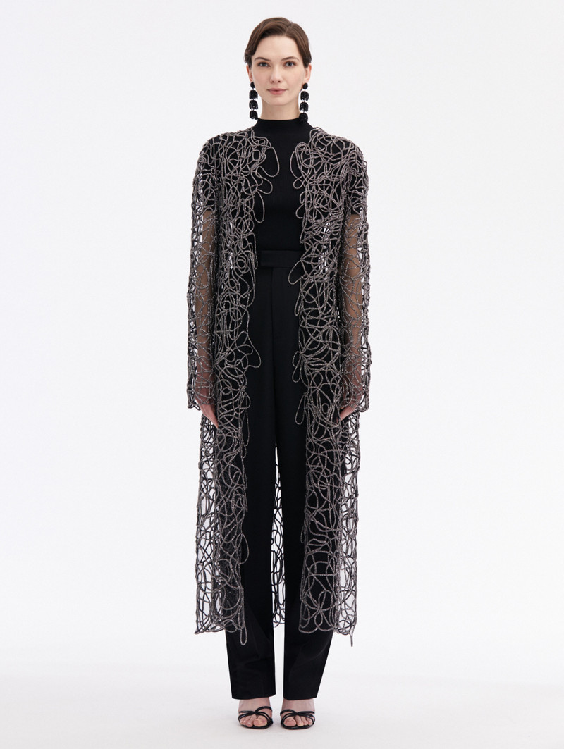 CRYSTAL EMBROIDERED CORD COAT 1