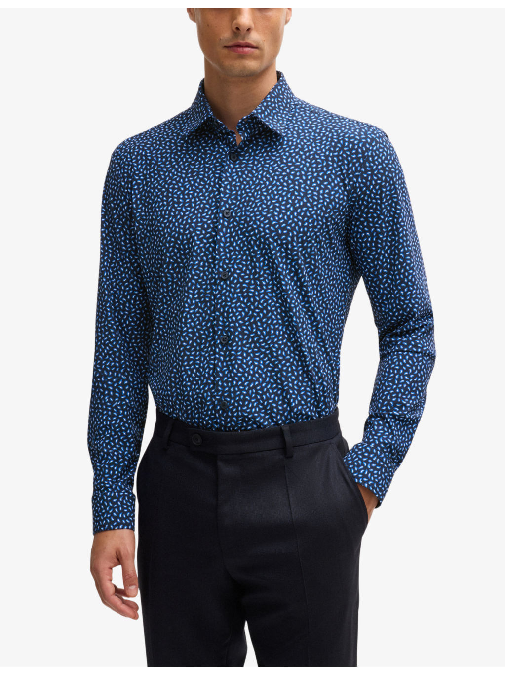 Geometric-pattern slim-fit stretch-jersey shirt - 3