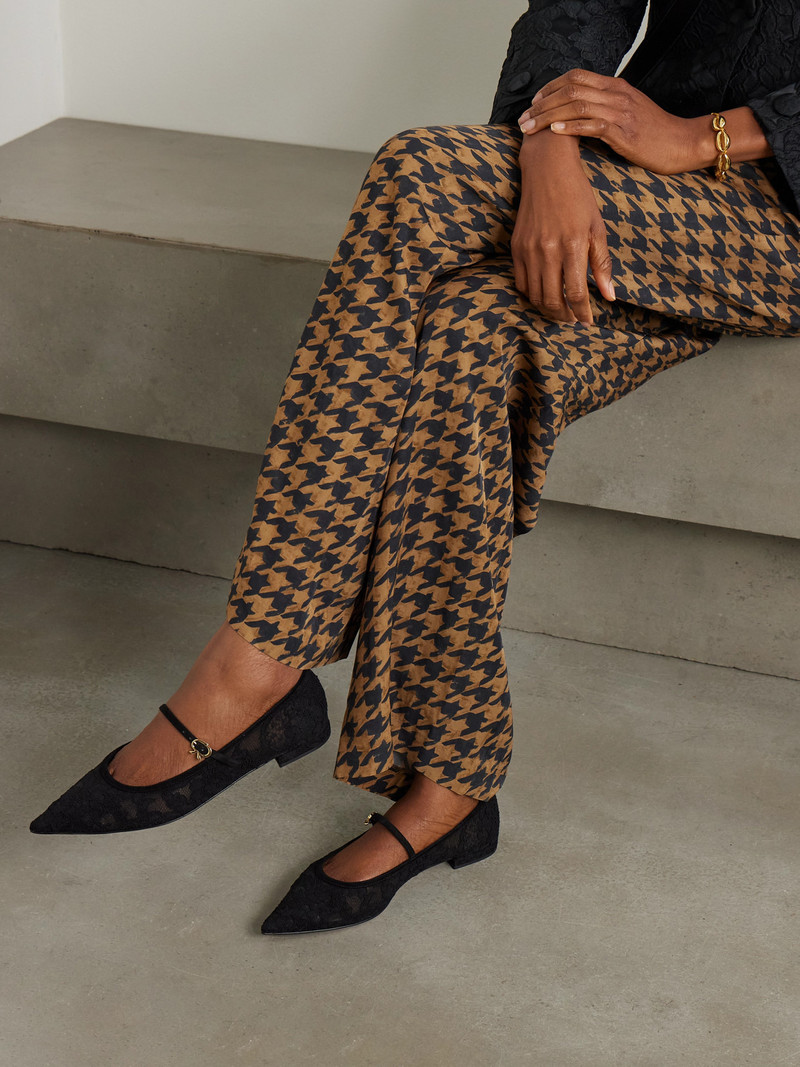 Gianvito Rossi Claudia Suede-trimmed Lace Mary Jane Flats outlook