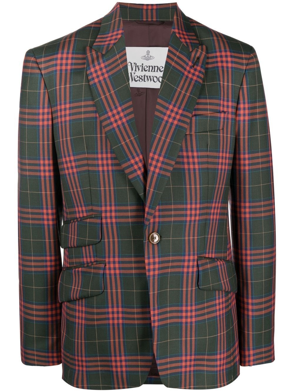 checked virgin wool blazer - 1