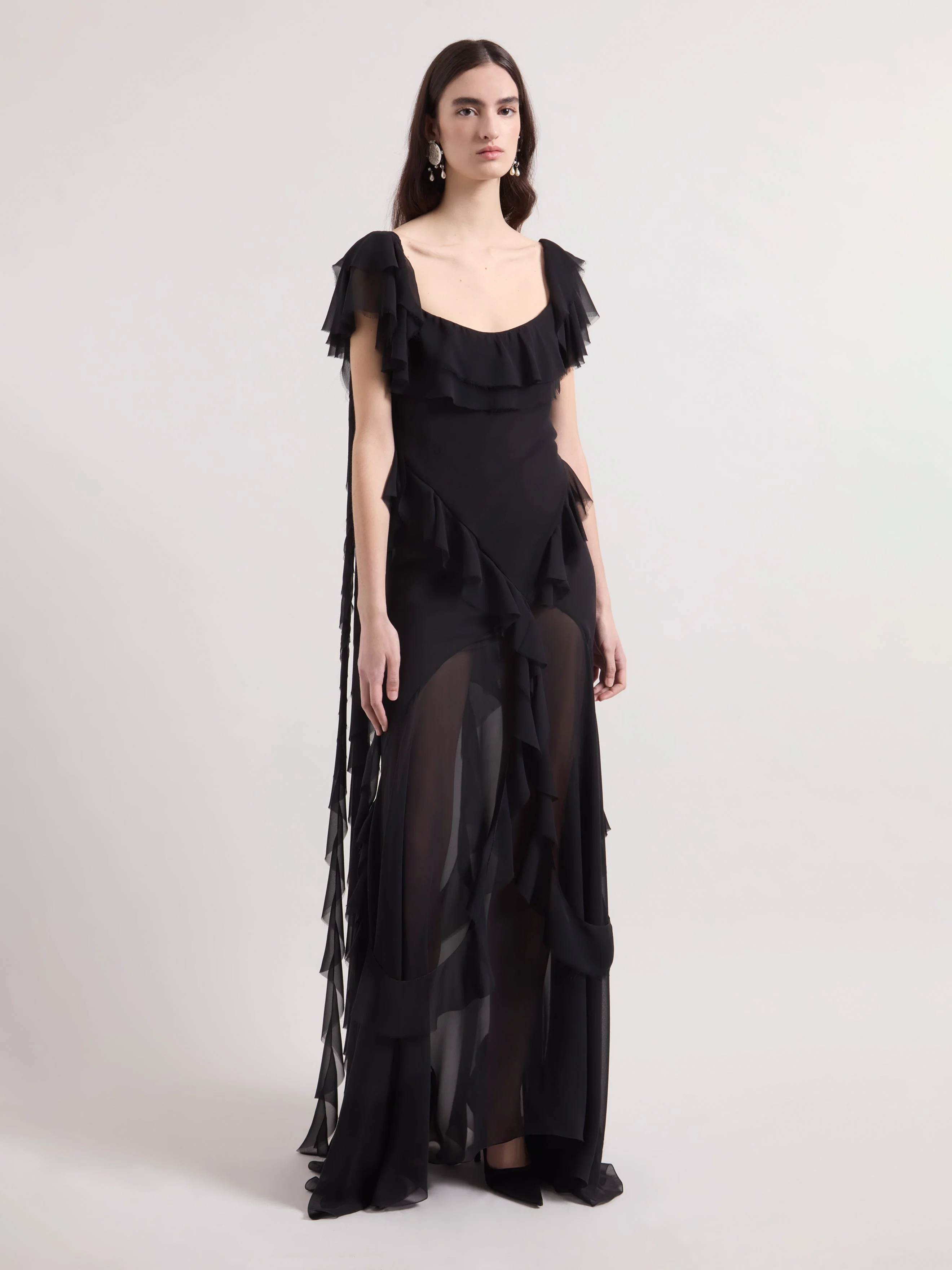 Black Maxi Silk Dress - 1