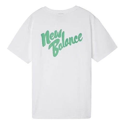 New Balance Back Alphabet Printing Short Sleeve Couple Style White AMT01549-WT - 1