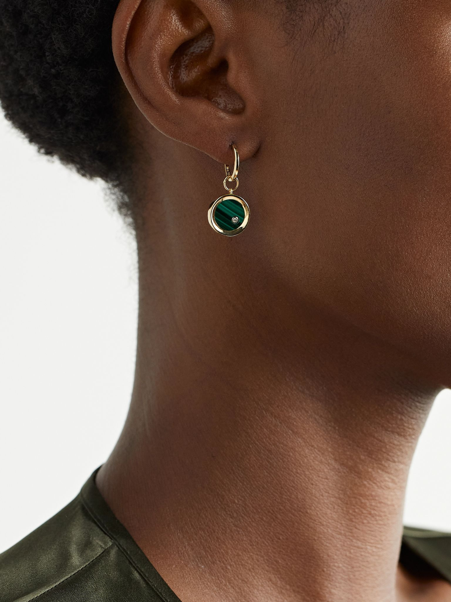 Convertible 14-karat gold, malachite and diamond earrings Green - 2