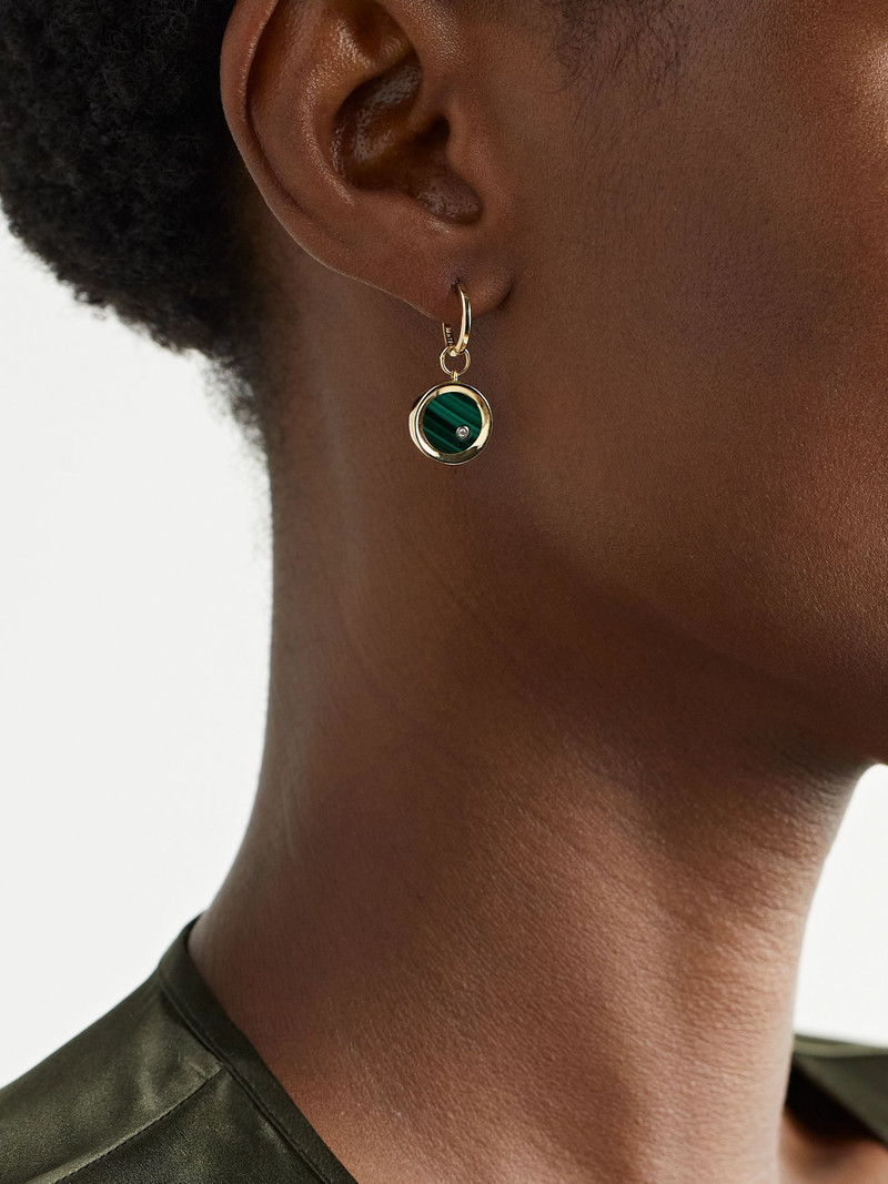 MATEO Convertible 14-karat gold, malachite and diamond earrings Green outlook