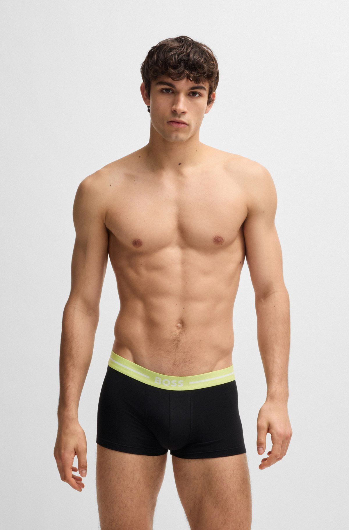 THREE-PACK OF STRETCH-COTTON TRUNKS WITH LOGO WAISTBANDS - 7