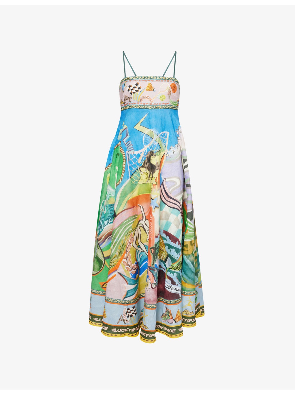 Lucky Pace Graphic-Print Linen Midi Dress - 1