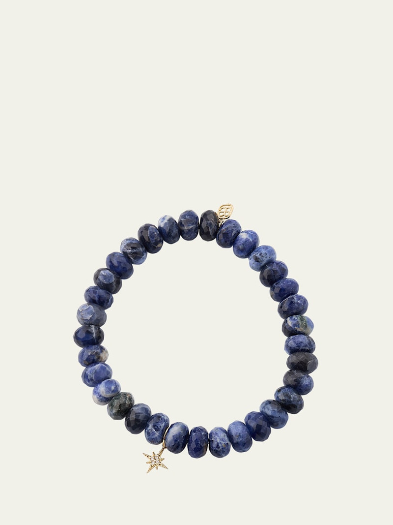 14K Diamond Pave Starburst on Sodalite Stretch Bracelet 1