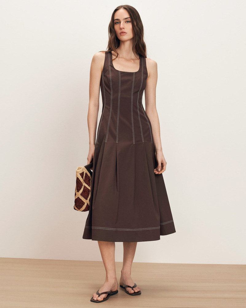 VERONICA BEARD JOLIE COTTON POPLIN MIDI DRESS outlook