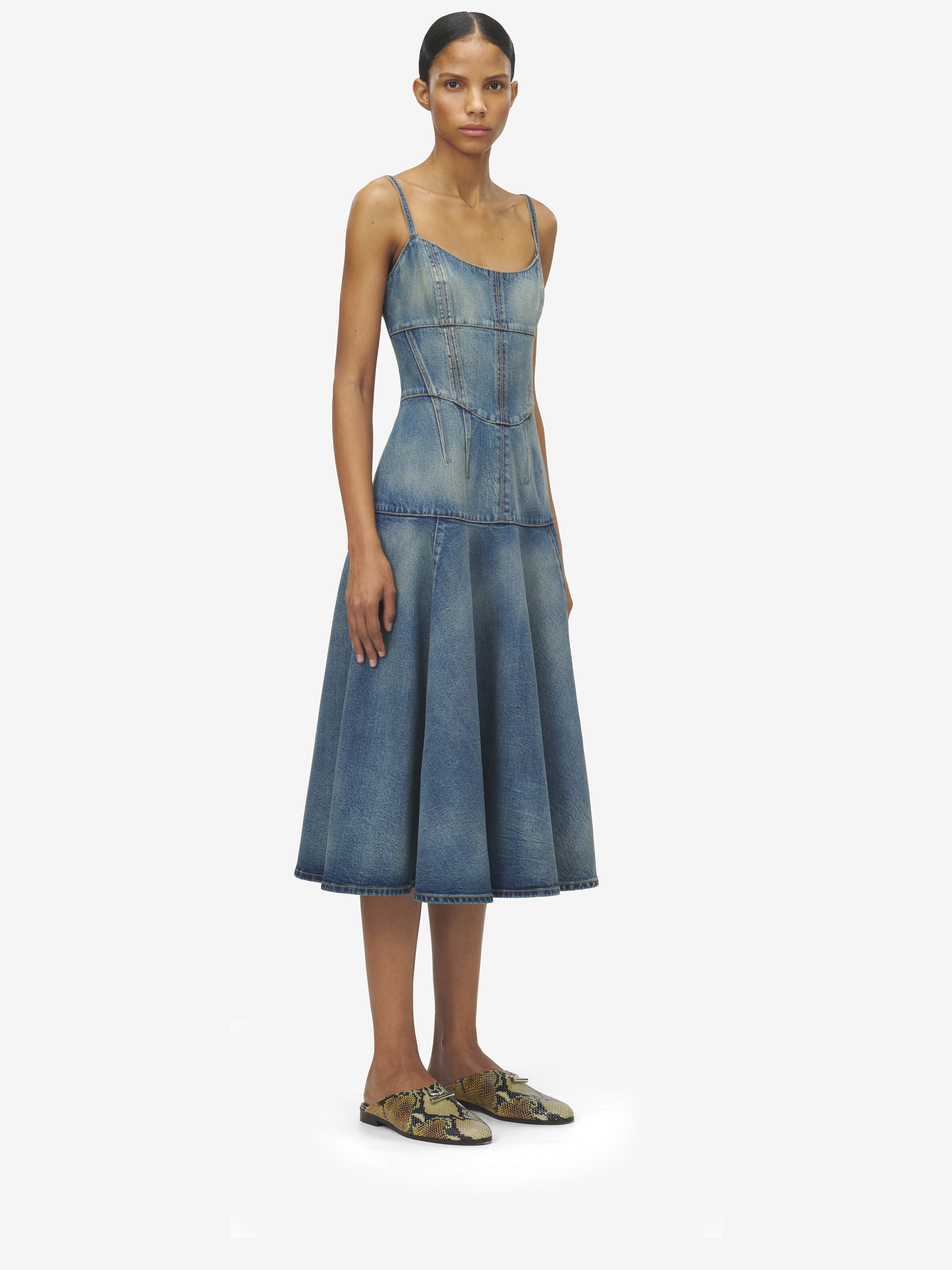 Stonewashed Denim Midi Dress - 3