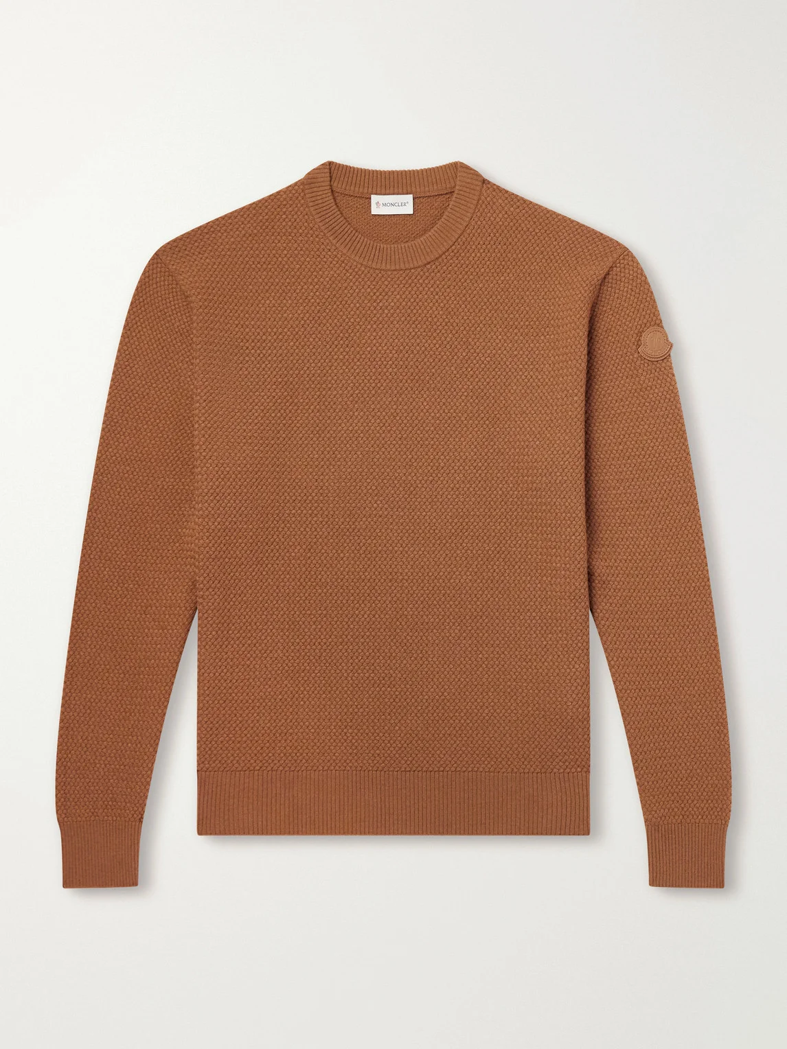 Logo-Appliquéd Leather-Trimmed Wool and Cashmere-Blend Sweater - 1